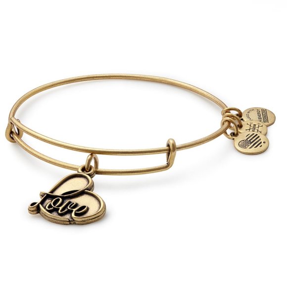 Alex & Ani Love Heart Charm Bangle Bracelet Gold - Picture 1 of 3